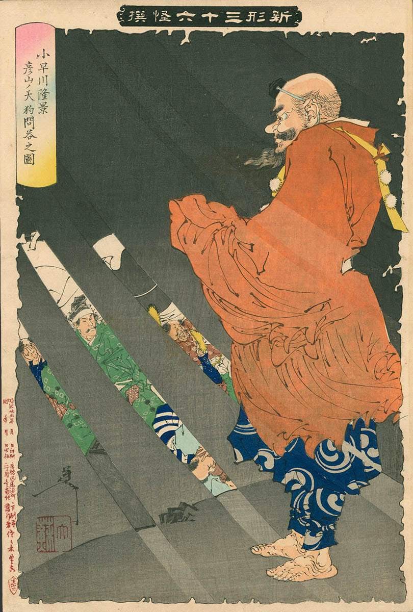 tsukioka yoshitoshi debating with tengu 1892 print